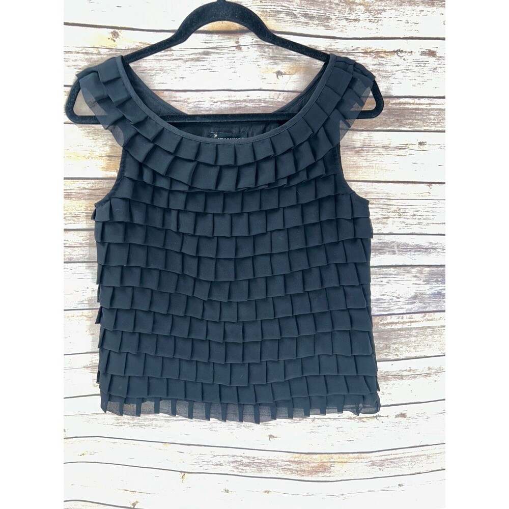 Women's Forever 21 Black Ruffle Sleeveless Cropped Top Blouse Size S - Picture 1 of 6
